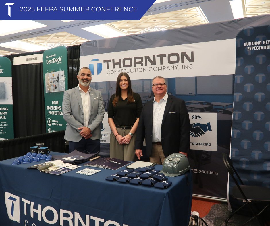 TCCIFlorida's tweet photo. Thornton Construction had a great time participating in the 2025 FEFPA Summer Conference! Always an incredible event filled with valuable insights and connections that help shape the future of educational facilities. #FEFPA2025 #ThorntonConstruction #BuildingTheFuture https://t.co/SRjjTSQ5Yj