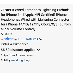 LordOfDiscounts's tweet photo. 📱 Wired Earphones Lightning Earbuds for iPhone 14, [𝐀𝐩𝐩𝐥𝐞 MFi Certified] (Built-in Mic &amp; Volume Control), now $10.19 via Amazon

✌️ Clip $4 Off Coupon

✅ Use code P4IGTVNG at checkout

🔗 - https://t.co/n5E2UfWnKD

#LRDeal | #AD https://t.co/RQCcgsCAYL