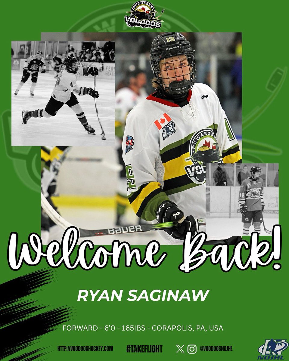 🚨 RETURNING PLAYER ALERT ‼️ 

Sags is back!! The Voodoos are pleased to announce the return of forward Ryan Saginaw for the 2025-26 season. 

Welcome back, Sags! 

#TakeFlight