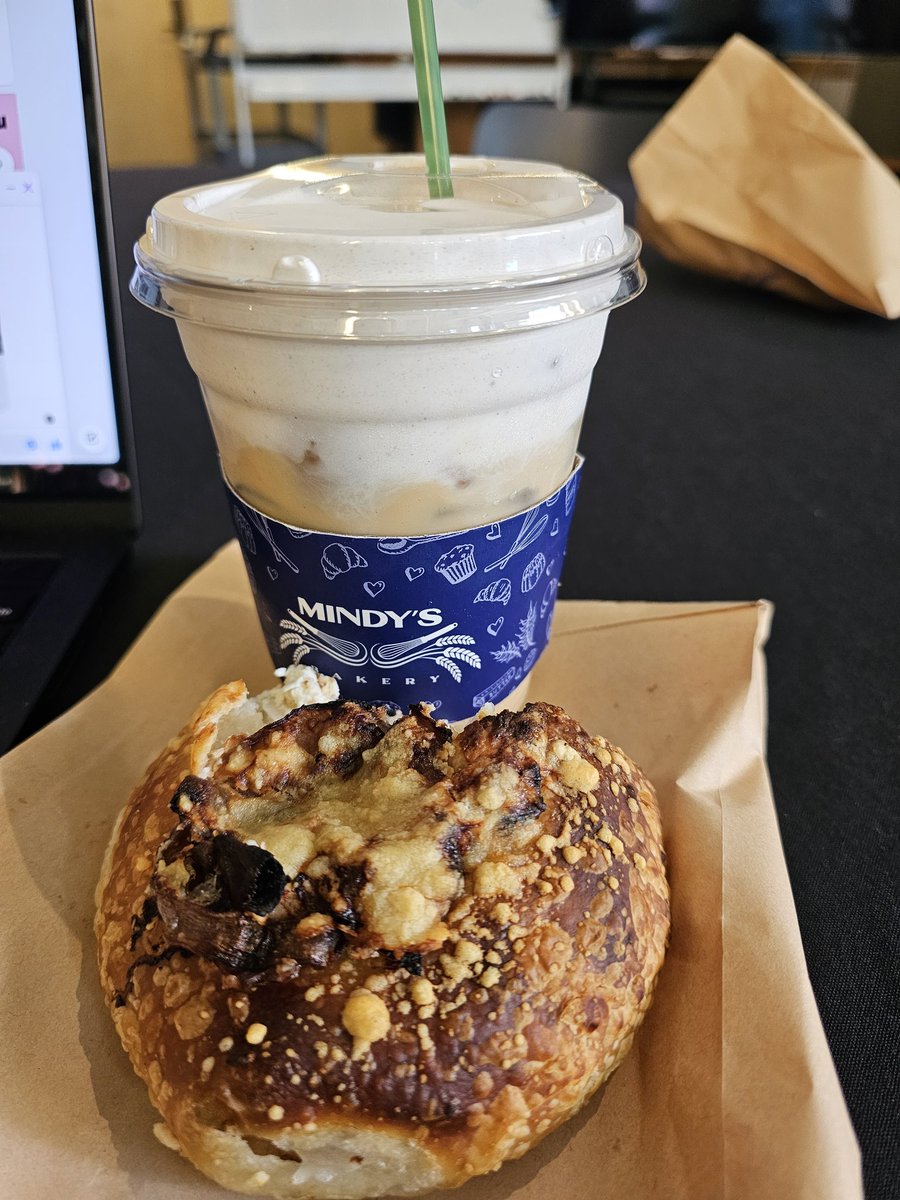 Starting my day off right with a delicious biali and cold brew from Mindy's bakery