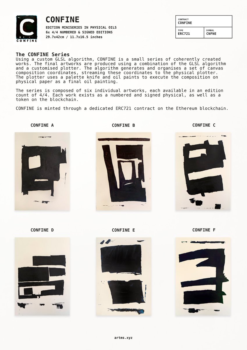 gm everyone ☕❤️

CONFINE has officially launched! 

Six individual works, each in 4/4 physical oil editions on paper. 

A tiny thread 🧵👇