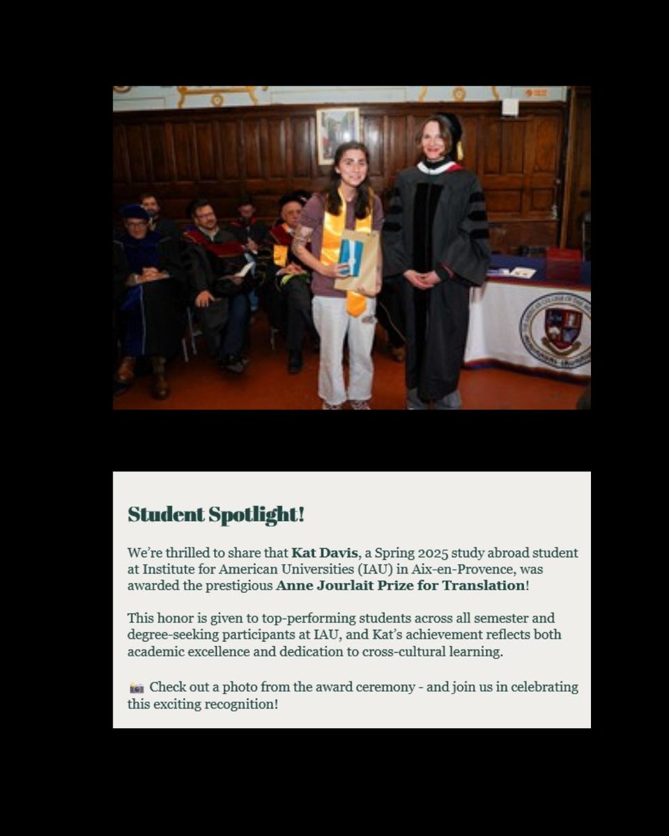 uofsccosw's tweet image. We're delighted to see #BSW student Kat Davis as a #GamecockEducationAbroad standout! She's the winner of @IAUFrance's award for academic excellence! Congrats to this global #changemaker. 🤩 #socialwork