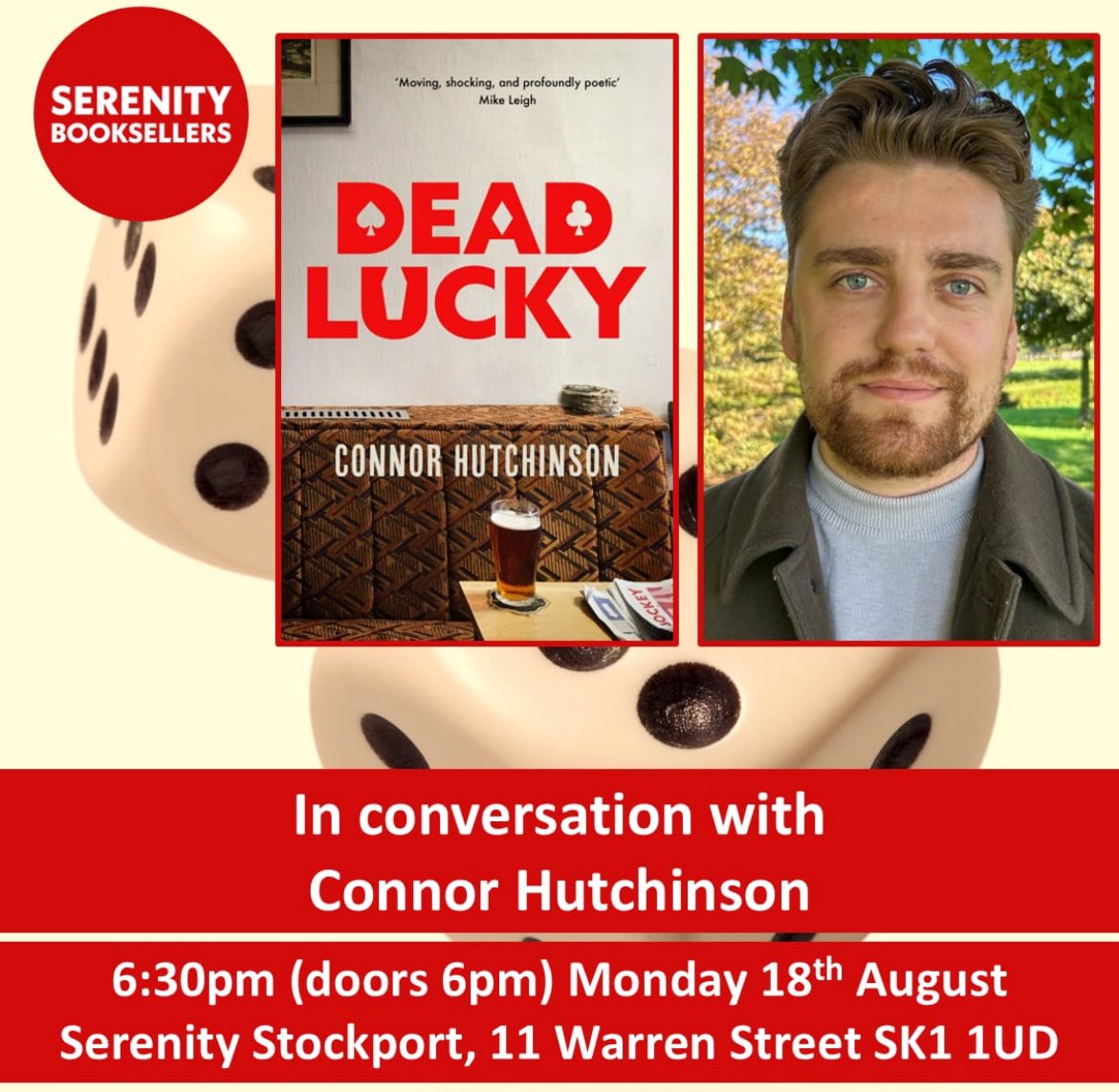 Serenity Booksellers (@serenityromiley) on Twitter photo Happy publication day to <a href="/Connor__Hutch/">Connor Hutchinson</a> and his brilliant debut DEAD LUCKY - a darkly funny novel set in Manchester that explores themes of class, addiction and masculinity. Connor will be joining us in Stockport on 18th Aug and we cannot wait to discuss his work with him.
🎫👇🏻 Happy publication day to <a href="/Connor__Hutch/">Connor Hutchinson</a> and his brilliant debut DEAD LUCKY - a darkly funny novel set in Manchester that explores themes of class, addiction and masculinity. Connor will be joining us in Stockport on 18th Aug and we cannot wait to discuss his work with him.
🎫👇🏻