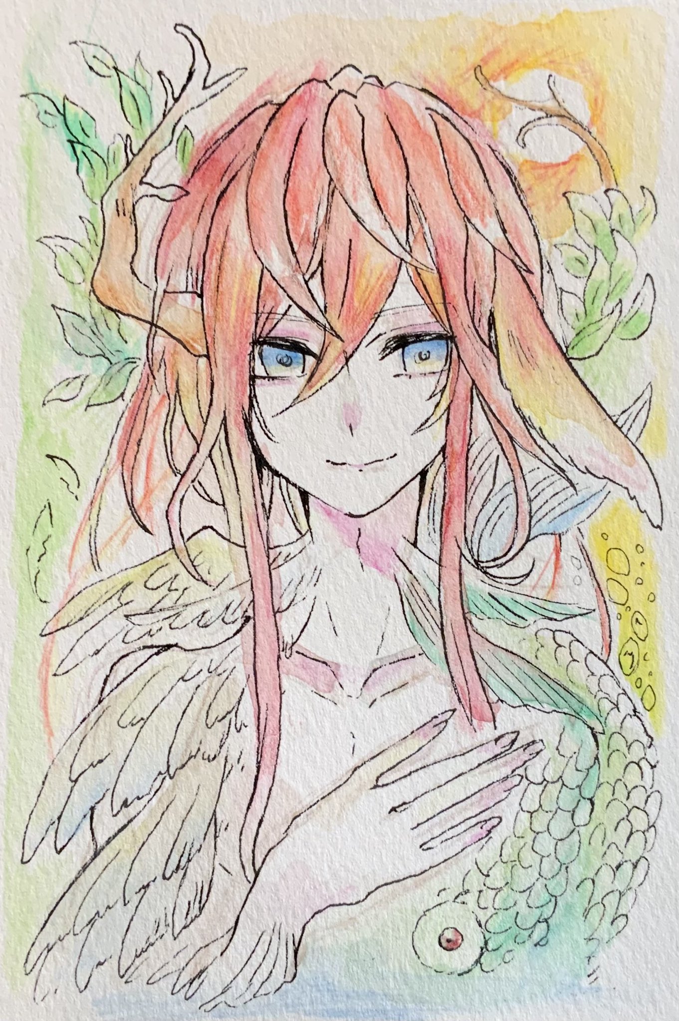 水彩色鉛筆画 Ｆ３号　『星空のマリア』 エノモト.アマネ作 ギフト】 水彩色鉛筆画 F3号 『星空のマリア』 エノモト.アマネ