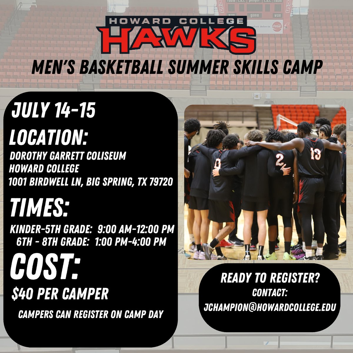 hchawks's tweet image. Still time to register‼️🏀
Boys and Girls basketball camp! Contact Coach Champion at jchampion@howardcollege.edu for more details and to register! @HowardHoops @hchawkwbb