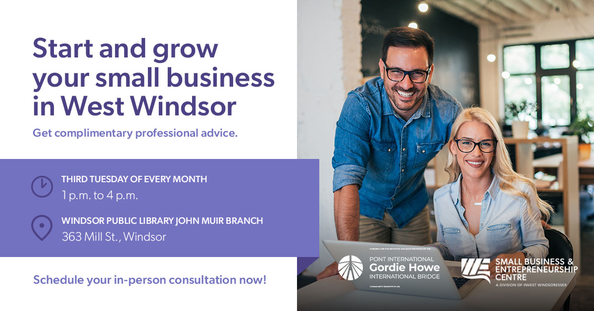 Small Business & Entrepreneurship Centre (@wesmallbusiness) on Twitter photo ๐ข We're offering complimentary professional advice through one-on-one in-person consultations the third Tuesday of every month from 1 - 4 p.m. for #entrepreneurs inโฏ<a href="/SandwichTownBIA/">Sandwich Town Business Improvement Association</a>โฏand west Windsor.
โช๏ธ Schedule an appointment with #SBEC Business Advisor Stephanie Clark: ๐ข We're offering complimentary professional advice through one-on-one in-person consultations the third Tuesday of every month from 1 - 4 p.m. for #entrepreneurs inโฏ<a href="/SandwichTownBIA/">Sandwich Town Business Improvement Association</a>โฏand west Windsor.
โช๏ธ Schedule an appointment with #SBEC Business Advisor Stephanie Clark: