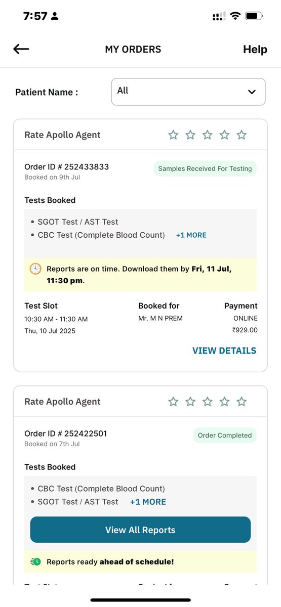 mnprem's tweet photo. @apollodiag  My experience with your team is horrible. First the sample collection is never on time, then worst is that report is further delayed. It’s never been time. I am suffering from dengue and treatment is dependent on daily reports.last 3 orders lD @ApolloHosMumbai https://t.co/Ea1zVmqQuZ