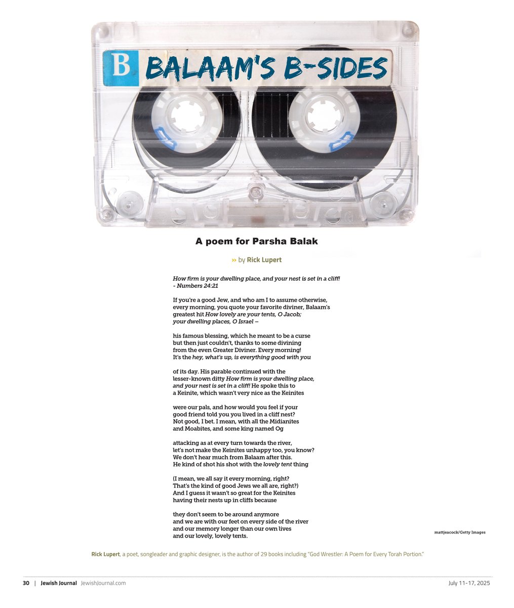 RickPoet's tweet image. Balaam's B-Sides – a poem for parsha Balak. (Read the text at the link in the first comment.) #torah #poetry #balak @jewishjournal
The text: jewishpoetry.net/balaams-b-side…