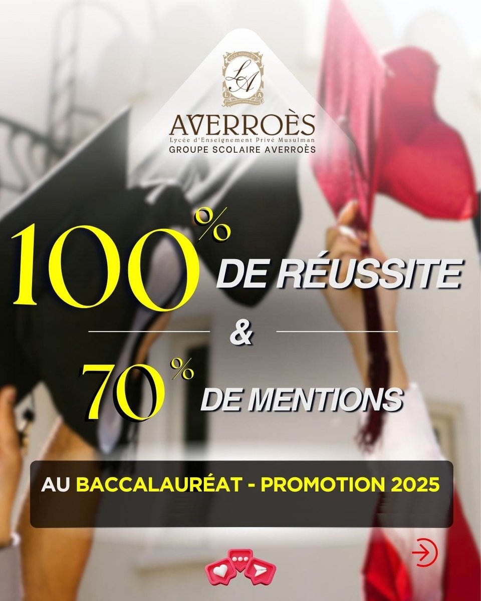 🇨🇵 FLASH - Le lycée musulman Averroès, régulièrement ciblé par l’État, annonce les résultats définitifs du bac 2025 : 100 % de réussite !

Des résultats qui écrasent largement la moyenne nationale et montrent combien la réussite dérange certains acteurs politiques et médiatiques.