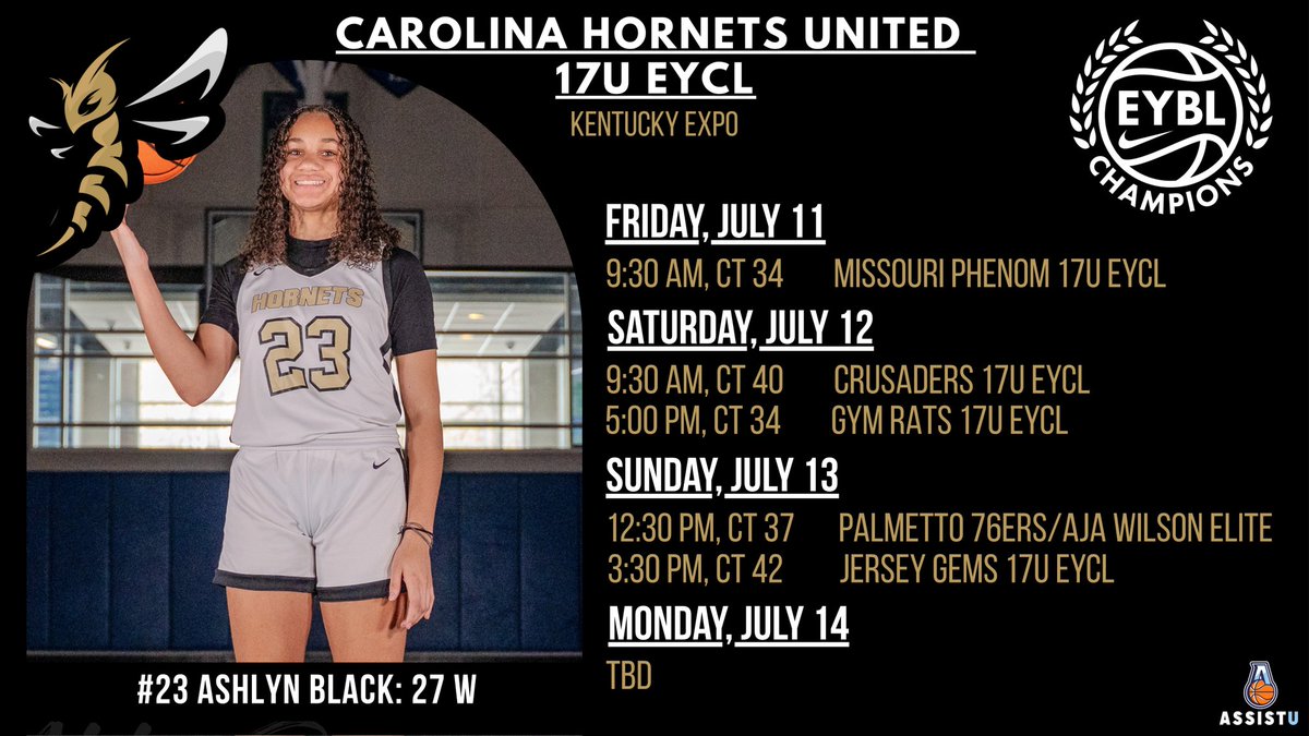 We're headed for you, Kentucky!!
<a href="/Assist_U_/">AssistU Recruiting</a> 
<a href="/UnitedHornets/">Carolina Hornets United</a> 
<a href="/CoachSi_/">Sierra Simpson</a> 
<a href="/CoachClamps/">Omar Caldwell</a> 
<a href="/karr_kristen/">Kristen Karr</a> 
<a href="/TimChandlerHK/">Tim Chandler</a> 
<a href="/brad_bur9780/">Brad Burnett</a> 
<a href="/NLKnights_Bball/">North Lincoln Girls Basketball</a>