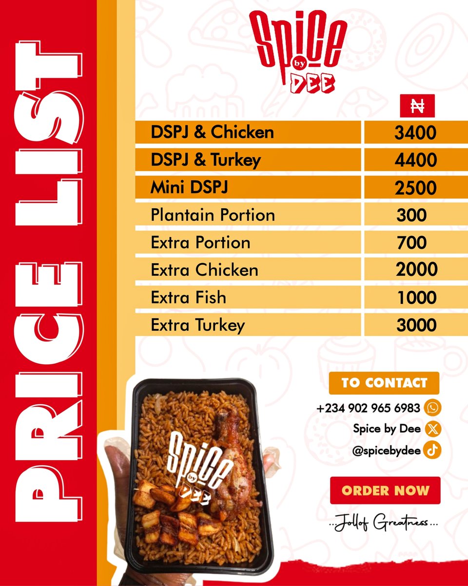Spicebydee's tweet image. Smokey party jollof that give that satisfy all your owanbe cravings.
Spicebydee🌶 got you!
Ourservices is readily available
Opening hours of recent is: Tuesday-Sunday.
To place your order, send us a message through the link in our bio
📍: ILE-IFE, OSUN STATE