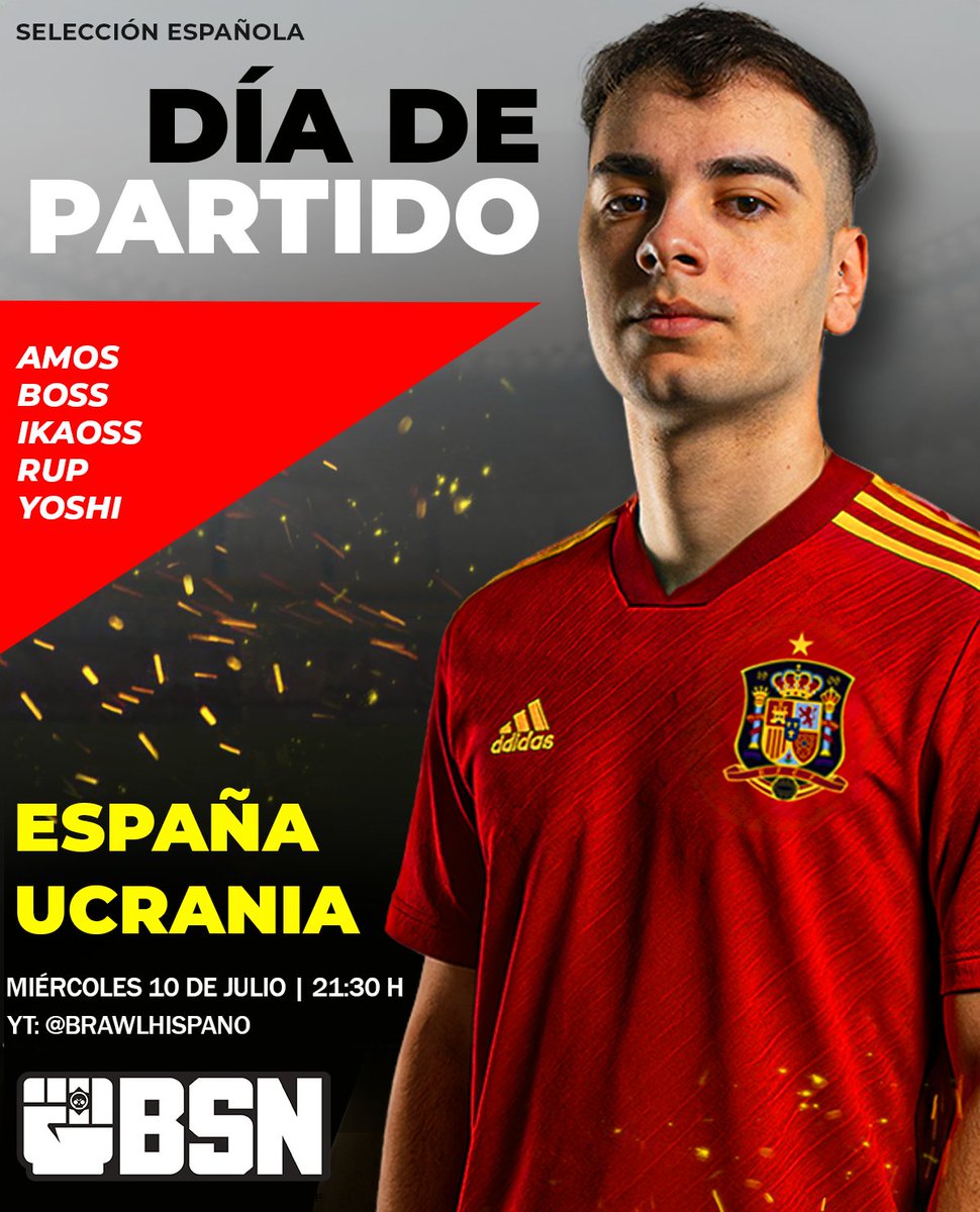SeleccionES (@seleccionbs_es) on Twitter photo ▶️¡Día de partido!
⌛Nuestra primera jornada de la <a href="/BrawlPSeries/">BSN: Brawl Stars Nations League</a> comienza hoy🔥
🔴España vs Ucrania🟡
#VamosEspaña ▶️¡Día de partido!
⌛Nuestra primera jornada de la <a href="/BrawlPSeries/">BSN: Brawl Stars Nations League</a> comienza hoy🔥
🔴España vs Ucrania🟡
#VamosEspaña