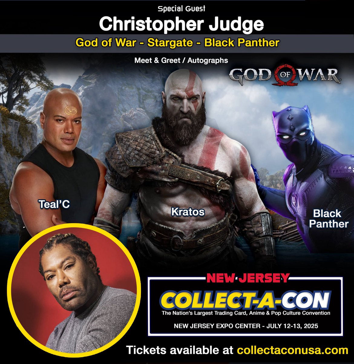 Collect_A_Con's tweet image. Meet @iamchrisjudge this weekend in
New Jersey!
COLLECT-A-CON NEW JERSEY
THE NATION'S LARGEST TRADING CARD, ANIME & POP CULTURE CONVENTION July 12-13 at the New Jersey Expo Center
#collectacon #anime #pokemon #newiersey. #godofwar