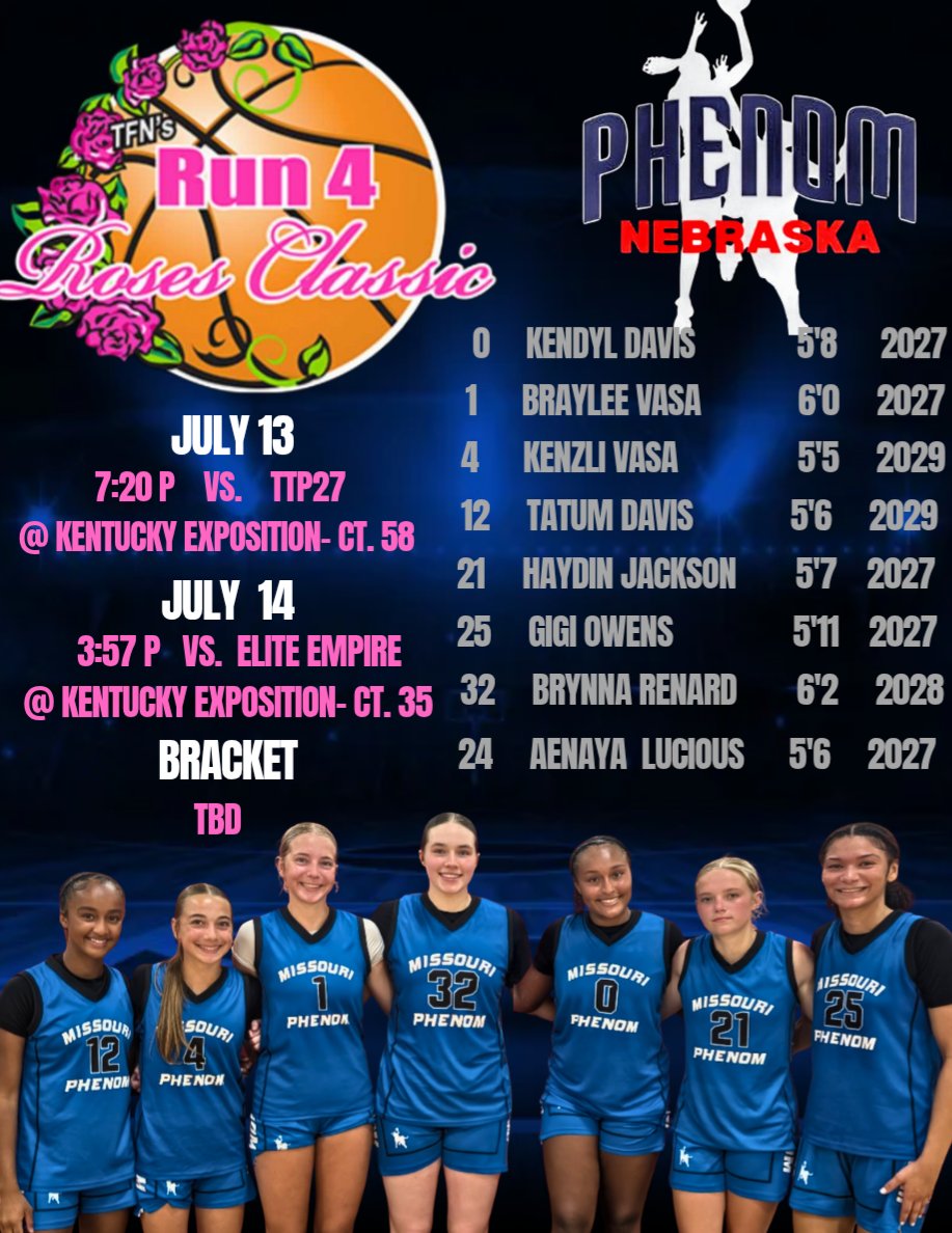 crva51's tweet image. Missouri Phenom Nebraska 16u Schedule for Run 4 Roses Championships!!
#nikeeybl #Run4Roses
@BrayleeVasa
@KenzliVasa
@nebraskaphenom
@MissouriPhenom
@PGHNebraska
@PrepGirlsHoops