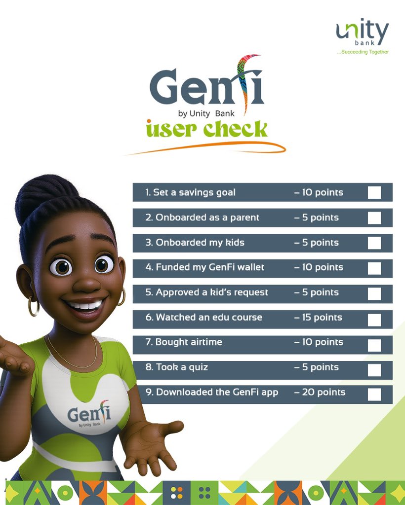 UnityBankPlc's tweet photo. Drop your total score in the comments 👇The higher your score, the more GenFi-certified you are! 🙌🏾

Haven’t downloaded the app yet? Start now and catch up — the GenFi world is fun and educational. 🚀 

#GenFi #SucceedingTogether https://t.co/DuHVgDDvD0