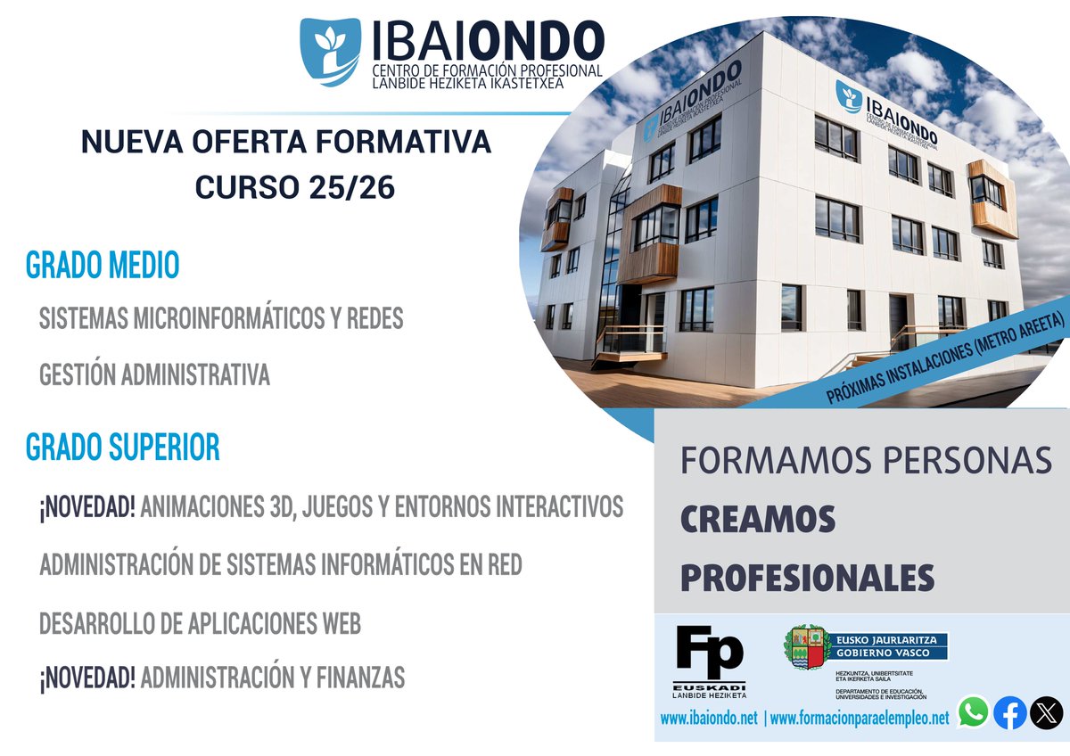 CPES Ibaiondo BHIP (@ibaiondofp) on Twitter photo MATRICULACIÓN <a href="/FPeuskadi/">FPeuskadi</a> lista admitidos
JULIO
FASE I
Día 11, 14
Día 15 hasta 14:00
Nuevas baremaciones/listas:
FASE II
Día 17
FASE III
Días 21, 22
Consulta plazas libres 688844085
ibaiondo@ibaiondo.net <a href="/IbaiondoFP/">CPES Ibaiondo BHIP</a>
¡Pertsonak lantzen ditugu,
PROFESIONALAK SORTZEN DITUGU! MATRICULACIÓN <a href="/FPeuskadi/">FPeuskadi</a> lista admitidos
JULIO
FASE I
Día 11, 14
Día 15 hasta 14:00
Nuevas baremaciones/listas:
FASE II
Día 17
FASE III
Días 21, 22
Consulta plazas libres 688844085
ibaiondo@ibaiondo.net <a href="/IbaiondoFP/">CPES Ibaiondo BHIP</a>
¡Pertsonak lantzen ditugu,
PROFESIONALAK SORTZEN DITUGU!