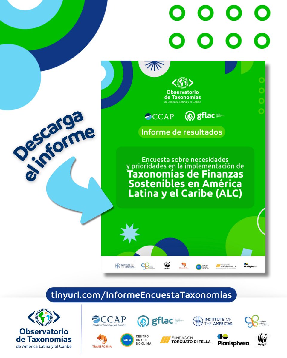 📘 ¡Ya disponible!

El Observatorio de Taxonomías de ALC presenta el primer informe regional sobre necesidades y prioridades para implementar taxonomías de finanzas sostenibles.

 👉 lnkd.in/gwtKVNRP