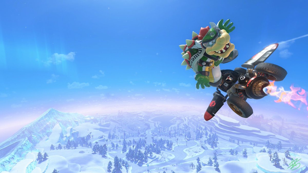 xRyuAsh's tweet image. I imagine Bowser being cold like in Mario Party Advance, so I like to put the Pro Racer outfit on him to keep my king a little warmer while roaming the snowy terrain. ☺️