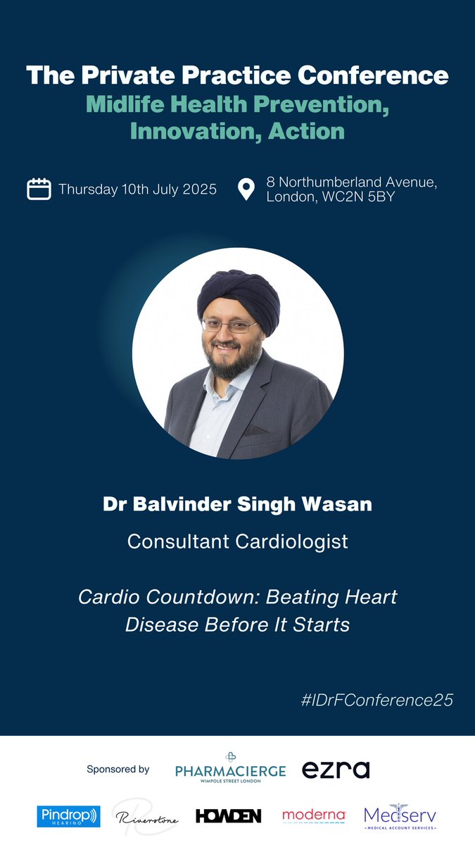 idrf_uk's tweet image. Dr Balvinder Singh Wasan discusses "Cardio Countdown: Beating Heart Disease Before It Starts" at #IDrFConference25. Proactive heart health is key!