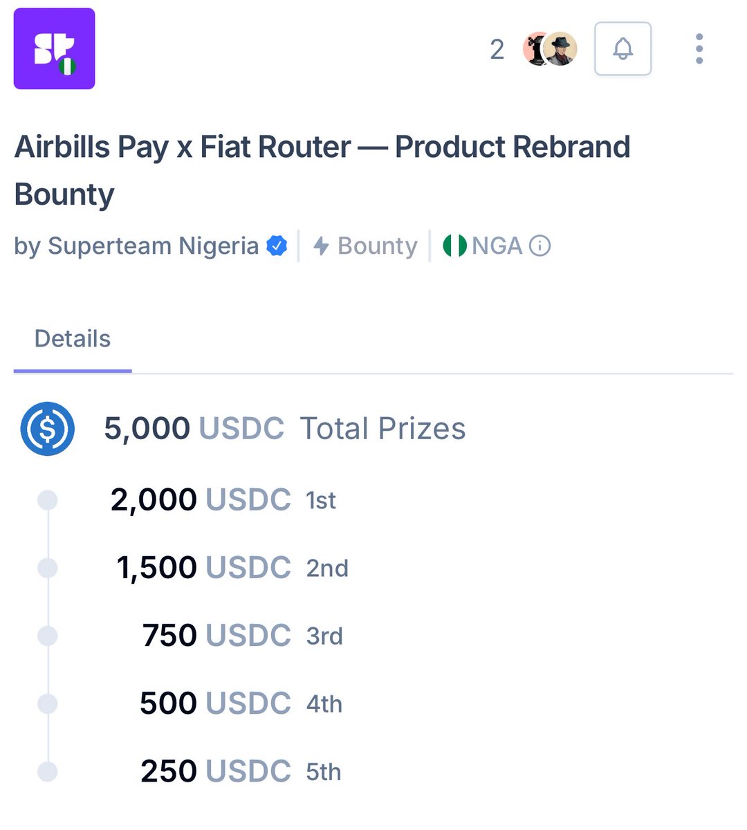 We’re calling on Nigerian based designers to fully rebrand and redesign two of the fastest growing Solana products from our region; <a href="/airbillspay/">Airbills</a> and <a href="/fiatrouter/">fiatrouter</a> 🔥 

Read more: earn.superteam.fun/listing/airbil…