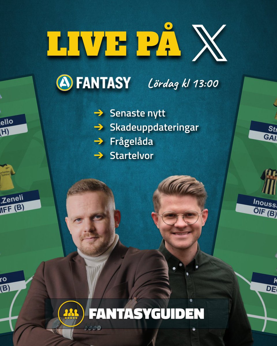 🎙️ Imorgon kör vi vår deadline live igen inför omgång 15. Ladda frågelådan!!

🕐 Lördag kl. 13:00!

 👉🏻 Länk kommer på X!