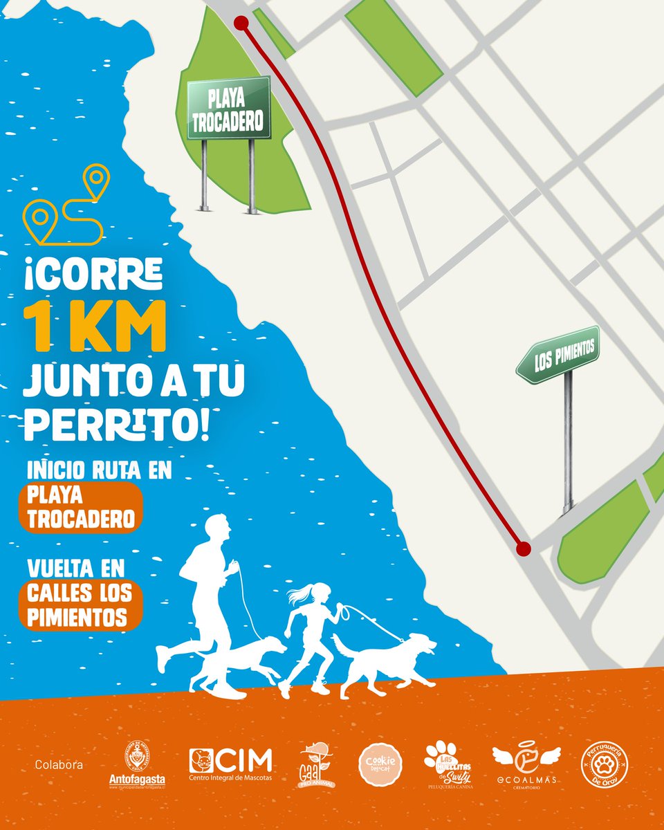 ¡Quedan 3 días para la Corrida Perruna 2.0!🐶

Desde las 09 horas estaremos activando el sector de playa Trocadero.

Recuerda que las inscripciones son presenciales y la corrida es recreativa 🙌

Esta iniciativa es presentada por Escondida | BHP, FME y Creo #Antofagasta