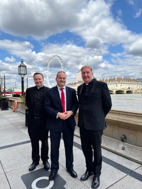 Duntocher’s finest at Westminster! 
Father John McGinley of St Mary’s and Father Nicholas Monaghan Vice Rector of the Pontifical College Josephinum Ohio joined me in Parliament this week. Father Nicholas celebrated the 25th anniversary of his ordination at St Mary’s Duntocher.