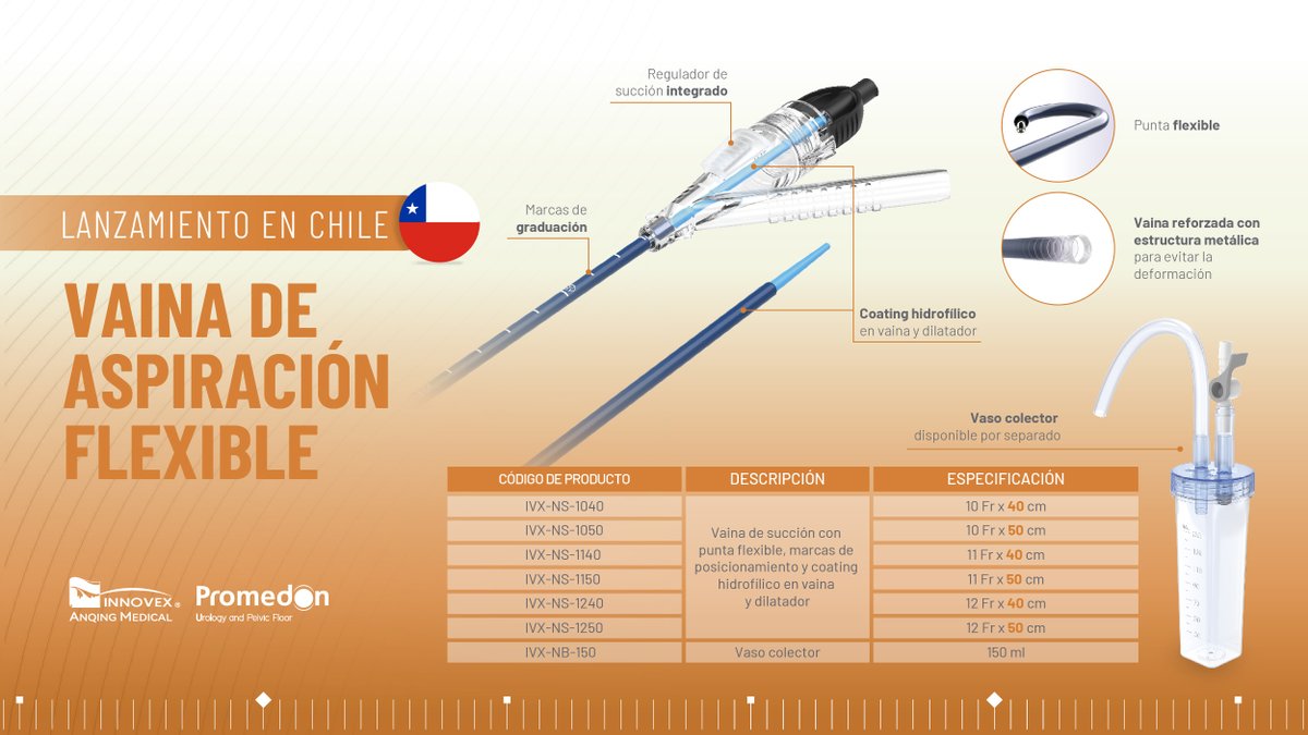¡LANZAMIENTO FANS en CHILE!
Ya disponible la vaina de succión con punta flexible.
Distribuidores exclusivos de Innovex: Conozcan sus características aquí 👉   shorturl.at/PWcKV

#FANS #Promedon <a href="/PromedonUPF/">Promedon Urology and Pelvic Floor</a> #UroSoME #URSwithFANS
