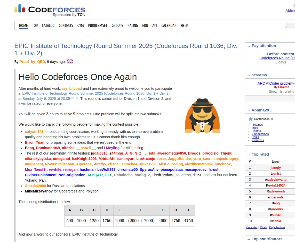 AbhinavXJ's tweet image. Why does codeforces site look like we are in 2000s?