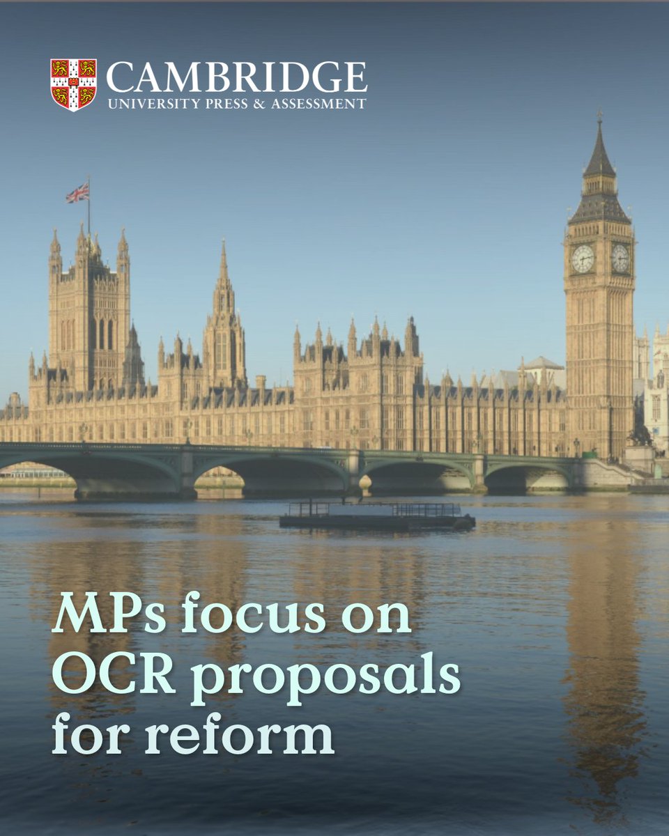CambPressAssess's tweet image. 📣 MPs are drawing on proposals from @ocrexams’ Jill Duffy in education reform talks, highlighting ideas like cutting GCSE exam hours and introducing a short maths course.
Our Striking the Balance report is helping shape the debate.
🔗 Read more: cambrid.ge/4kP3DW9