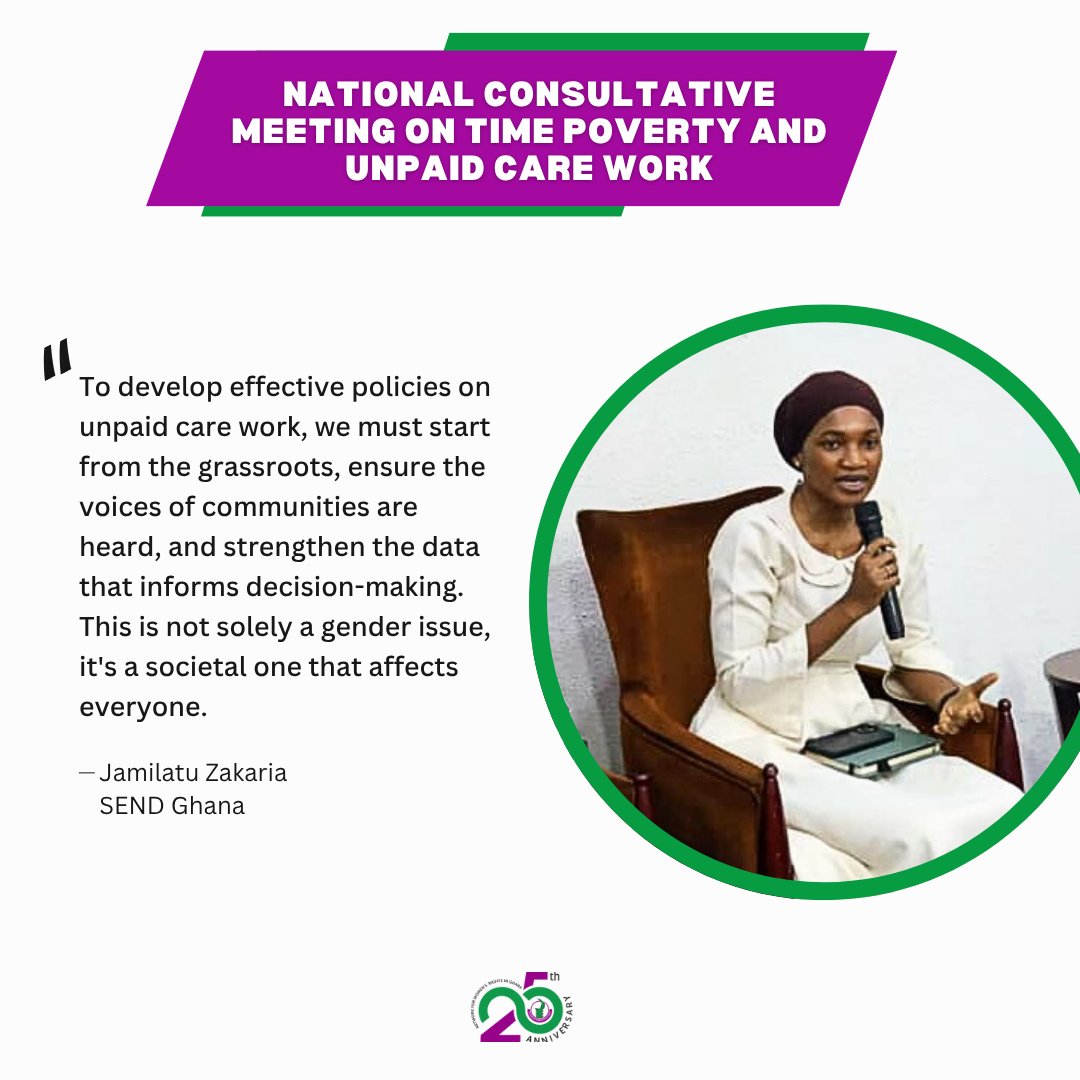Network for Women's Rights in Ghana (NETRIGHT) (@netright) on Twitter photo 🗣 Policy must be targeted, tailored, and informed by grassroots voices.
Jamilatu Zakaria of <a href="/SENDGHANA/">SEND-GHANA</a> shared this sentiment during our National Consultative Meeting on Time Poverty and Unpaid Care Work panel discussion.
#NETRIGHT #timepoverty #unpaidcarework #genderequality 🗣 Policy must be targeted, tailored, and informed by grassroots voices.
Jamilatu Zakaria of <a href="/SENDGHANA/">SEND-GHANA</a> shared this sentiment during our National Consultative Meeting on Time Poverty and Unpaid Care Work panel discussion.
#NETRIGHT #timepoverty #unpaidcarework #genderequality