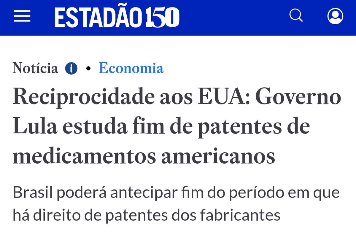 Se isso acontecer, seria um dos maiores acertos do Presidente Lula em todos os seus mandatos.

O Brasil precisa elevar sua soberania na fabricação de medicamentos.