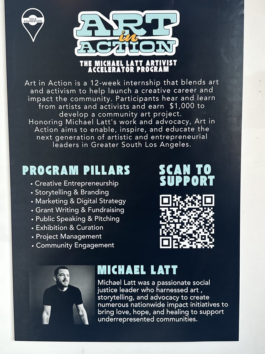SundanceSatter's tweet image. Beautiful evening honoring our son Michael Latt’s Legacy through the Sola Foundation’s Art in Action: The Michael Latt Artivist Accelerator Program. Amazing to see the work of 13 artists selected for the 12 week internship focusing on creativity, activism & entrepreneurship!