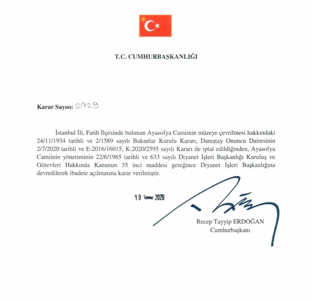 #Ayasofya camidir. Cami kalacak.