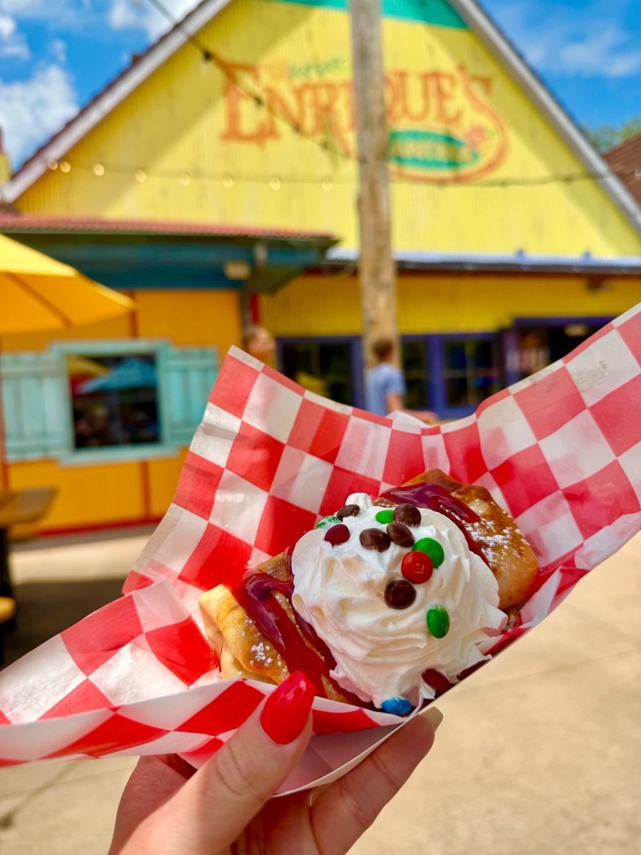 🚨 M&amp;M’S® Chimichangas are available to share (or not 👀) for a limited time at Enrique’s Cantina here at Kings Island!
Get yours before they dessert you for the season on July 20!