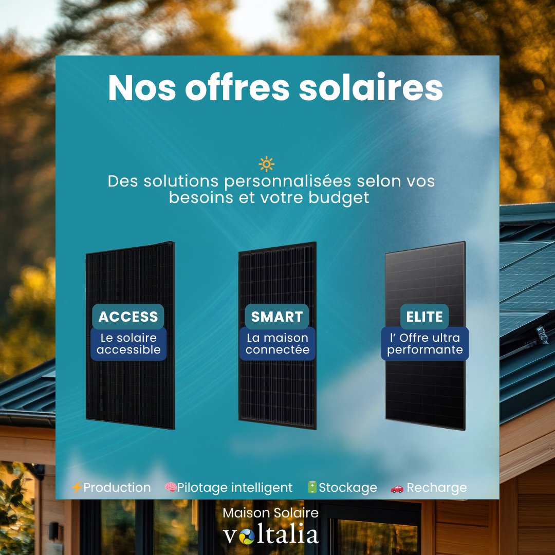 MSolaireVLT's tweet photo. 🔆 Quelle offre solaire est faite pour vous ?

Maison Solaire Voltalia vous propose 3 solutions clés-en-main adaptées à vos besoins et à votre budget :

➡️ ACCESS — Le solaire accessible
➡️ SMART — La maison connectée
➡️ ÉLITE — Le top de la performance
👇 Découvrez nos offres 👇 https://t.co/4gxjmoseuc
