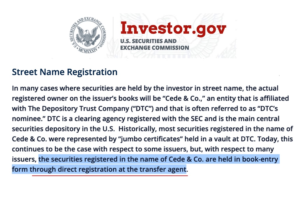 6days1week's tweet image. It is important to understand that from a certain point of view, Cede's shares are "DRS'd" THEIR shares are "directly registered" in THEIR own name at the transfer agent. Cede is the shareholder. When an investor DRS's entitlements held at their broker, SHARES are removed from…