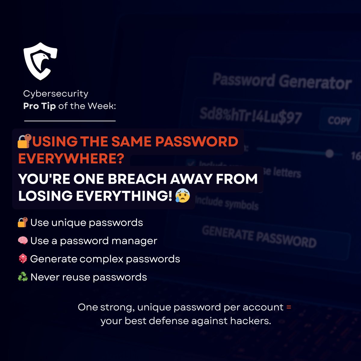 GuardianITSec's tweet photo. 🛡️Cybersecurity Pro Tip of the Week
#CyberTipMonday #Cybersecurity #GuardianCSSP