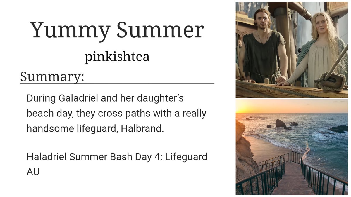 pinkorchestra's tweet image. here’s my first work for @haladrielweek’s haladriel summer bash ☀️ save me hot lifeguard halbrand please save me
🔗 archiveofourown.org/works/67342945
#haladrielsummerbash #haladriel #theringsofpower