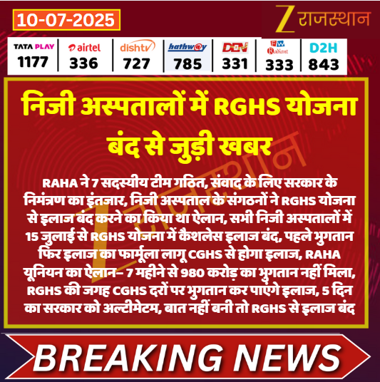 zeerajasthan_'s tweet photo. #Jaipur निजी अस्पतालों में RGHS योजना बंद से जुड़ी खबर

@RajGovOfficial @GajendraKhimsar @avajpanchal #LatestNews #RajasthanNews #RajasthanWithZee https://t.co/RXqK85BQ1M