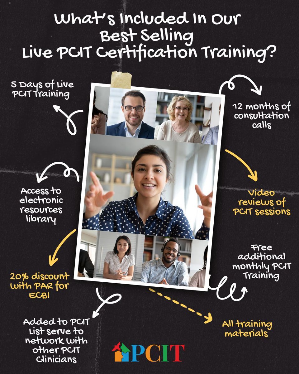 PCIT_Inc's tweet image. All of our PCIT Trainings are all inclusive with everything you need to achieve PCIT Certification with no hidden fees or extra expenses. For full details of our PCIT Training package visit: parentchildinteractiontherapy.com/pcit-training-…