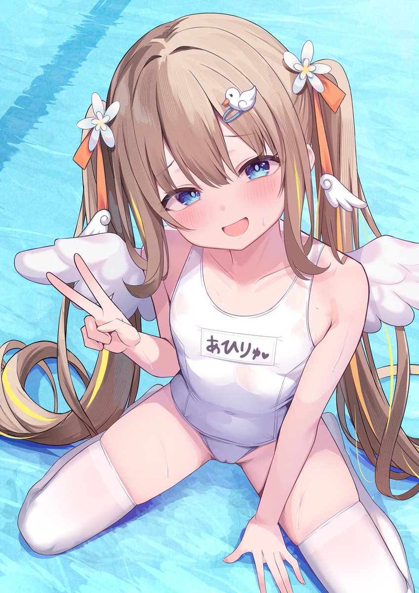 #あひる絵っぐ #あひるーむ 
🐣☁️「ぴーたん、あひると一緒にプール開きしよ♡」