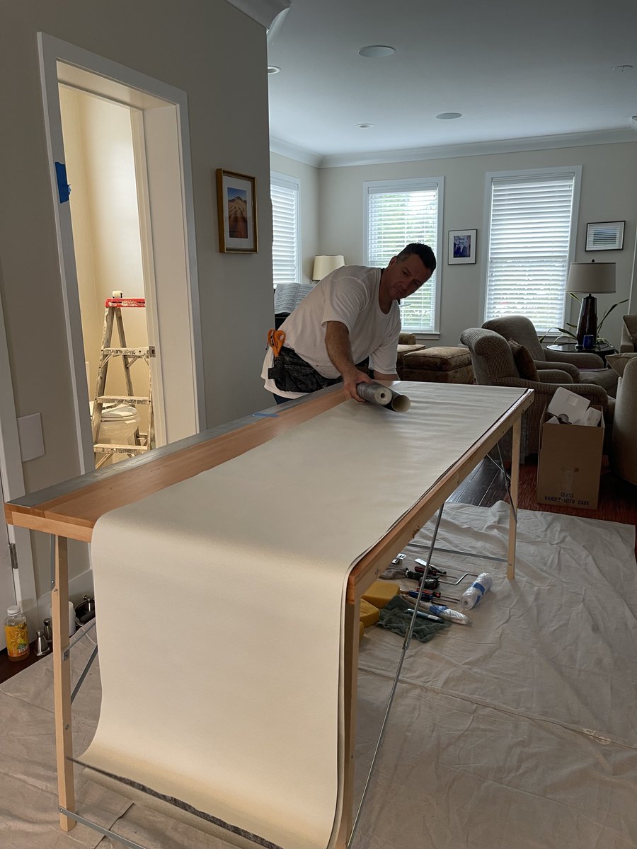 The transformation has begun.
Installation of an elegant Italian wallpaper is now underway in the powder room, setting the stage for a truly sophisticated space.
Stay tuned for the final reveal - crystal pendant lighting will provide the perfect finishing...