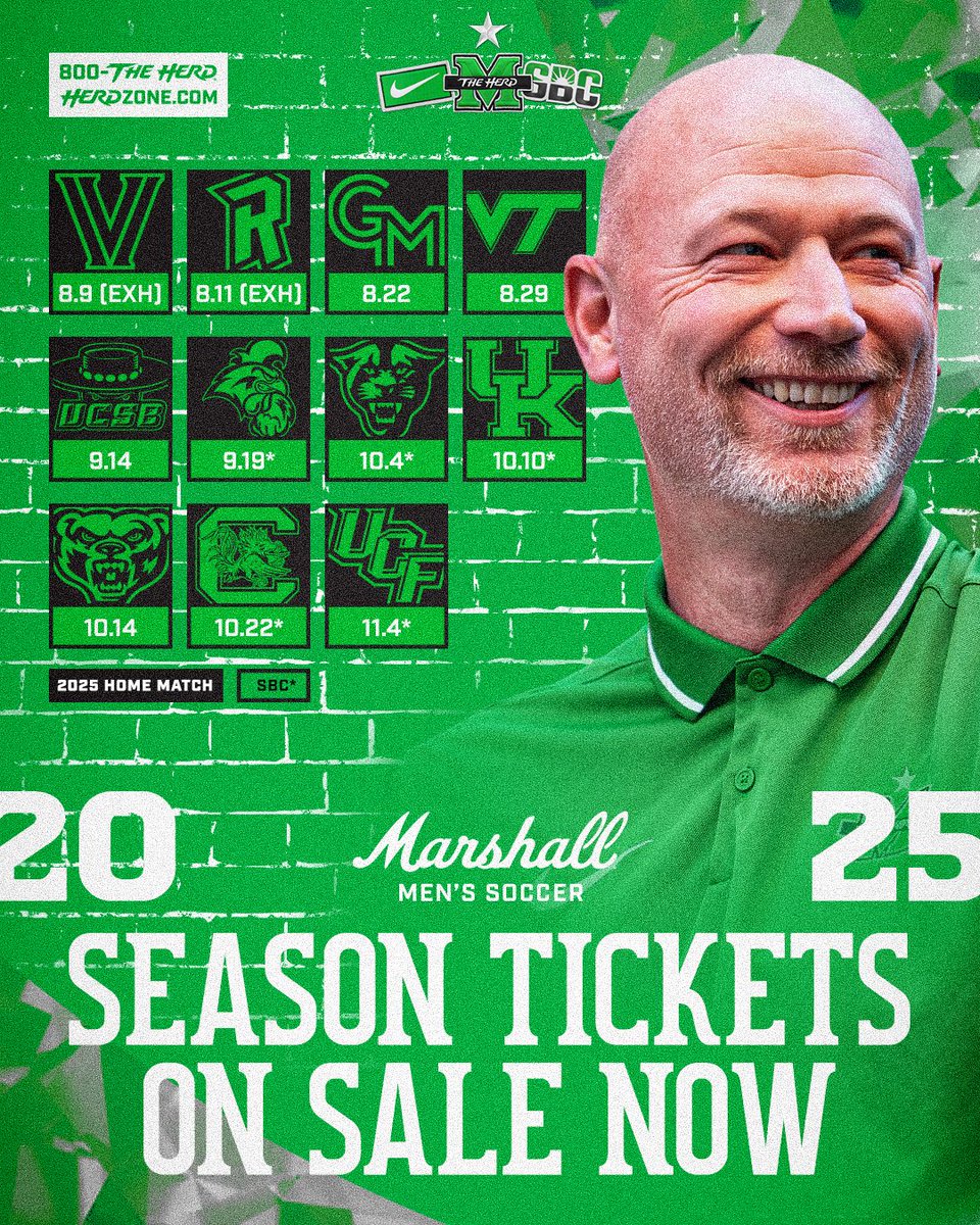 Secure your seats for the 2025 season! Get your season tickets today at the link below!

🎟️🔗: bit.ly/2025MSOCTickets

#WeAreMarshall