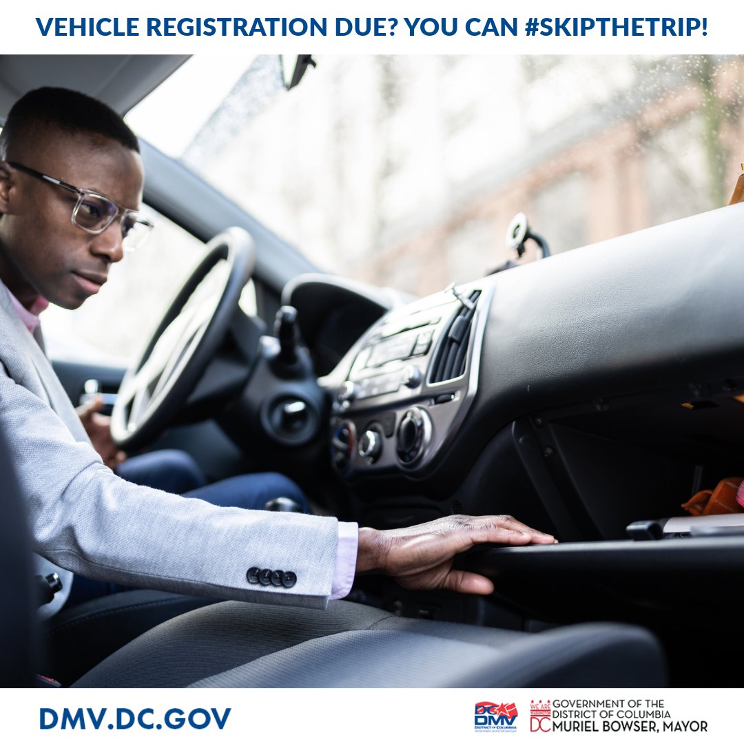 dcdmv's tweet image. Have you received your vehicle registration renewal notice in the mail or via email? You can #SkiptheTrip and renew your registration online. Visit our website to learn more here: bit.ly/3CuzIQ2