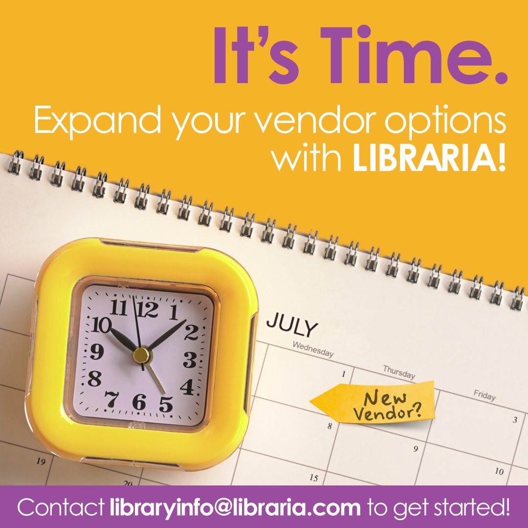 Libraria (@golibraria) on Twitter photo When your only vendor hits a delay, your shelves stay empty. Expand your vendor options with LIBRARIA and stay stocked with high fill rates, quick turnaround, and no surprise cancellations
Email us at libraryinfo@libraria.com to get started!
#expandyourvendoroptions #bookvendor When your only vendor hits a delay, your shelves stay empty. Expand your vendor options with LIBRARIA and stay stocked with high fill rates, quick turnaround, and no surprise cancellations
Email us at libraryinfo@libraria.com to get started!
#expandyourvendoroptions #bookvendor