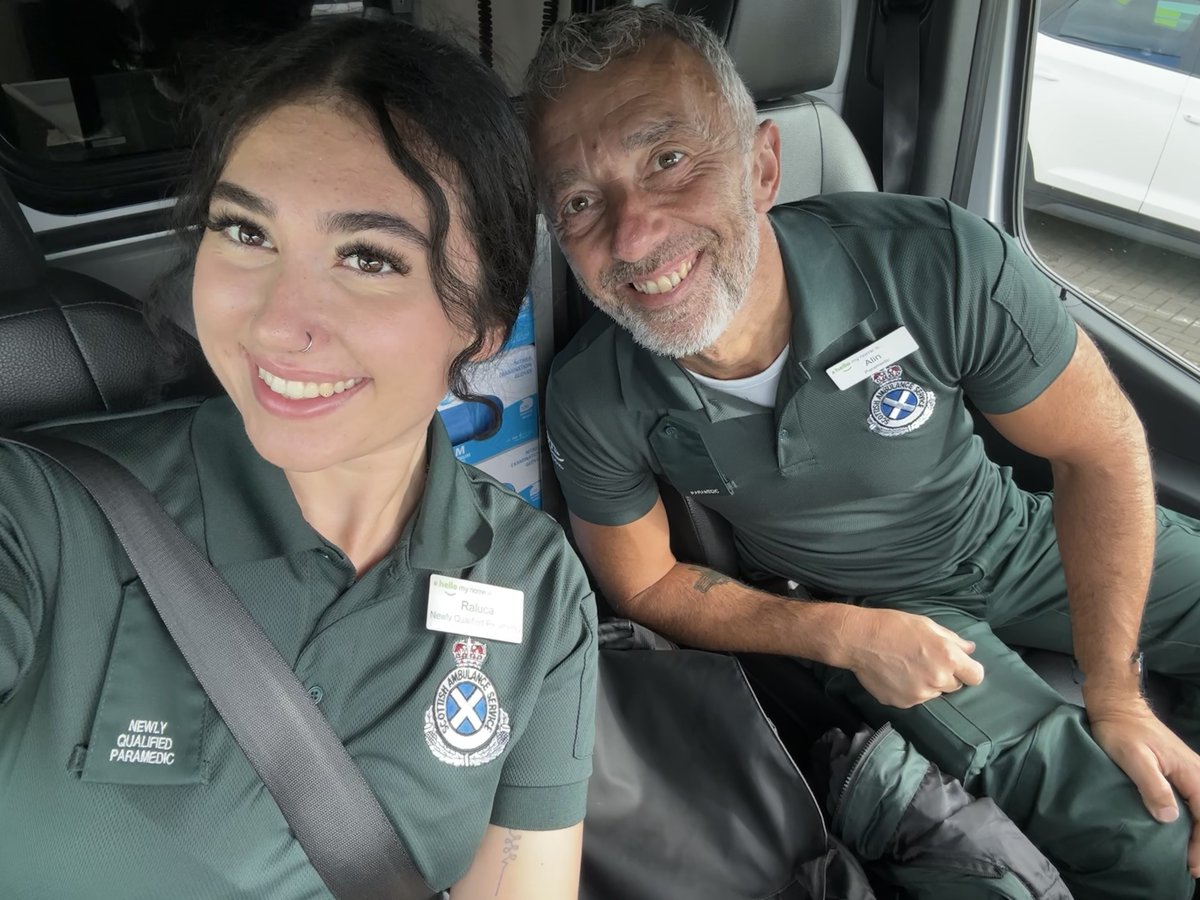 Lovely picture of Raluca Manda with her dad Alin during a shift together.  Raluca, an NQP, joined her dad, a Paramedic at Sighthill Station, recently. Alin, who previously worked for London Ambulance Service, has inspired his daughter to become an emergency responder.