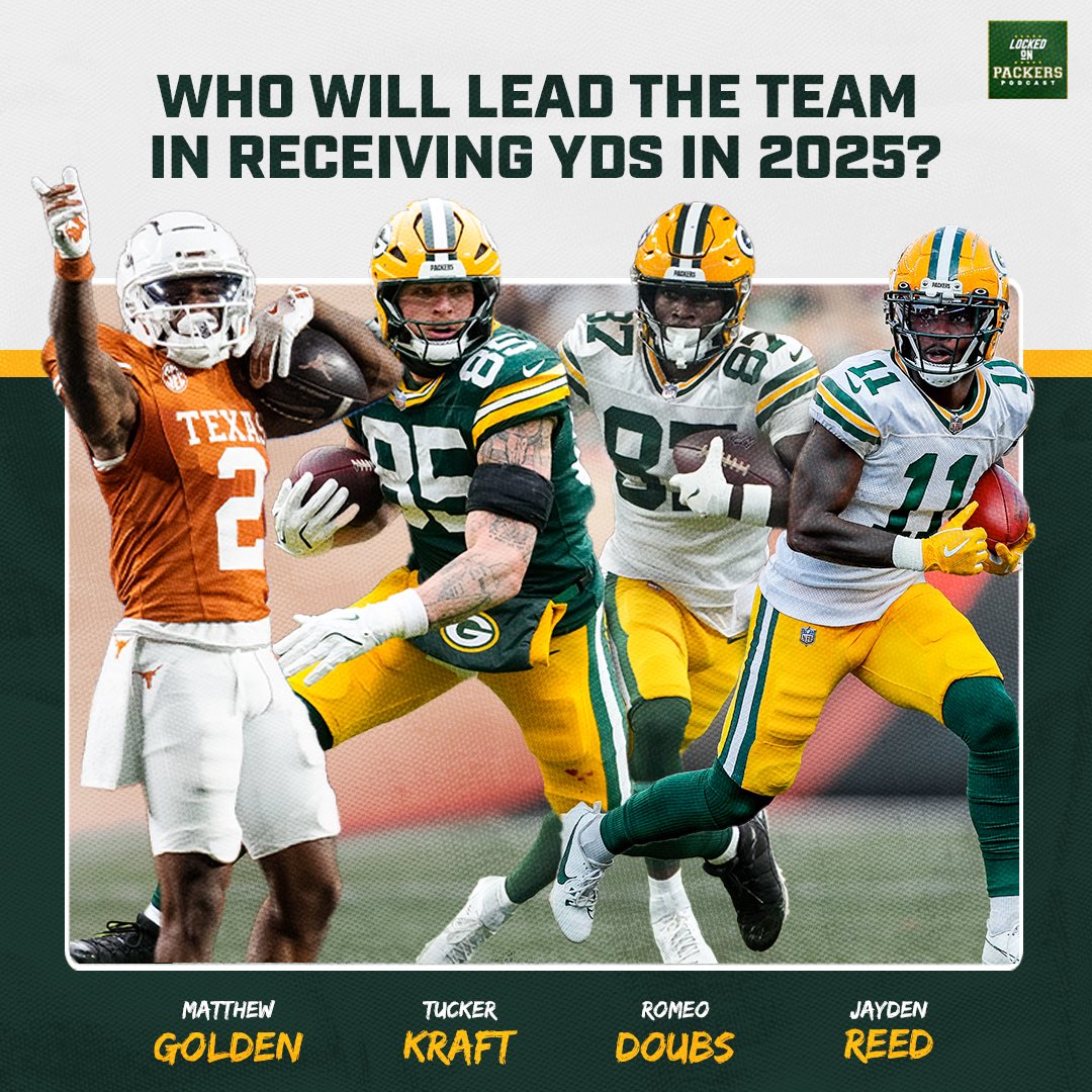lockedonpackers's tweet image. Who will lead the #Packers in receiving yards in 2025? 🤔 #LockedOnPackers