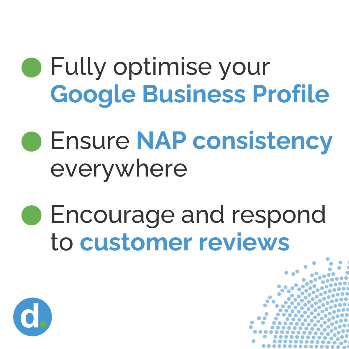 Dandy_Marketing's tweet photo. 🌍 Want to rank for “near me” searches?
Local SEO gets you found first-not your competitors:
✅ Optimise your Google Profile
📞 Keep NAP info consistent
⭐️ Get + reply to reviews
📍 Use location pages + schema
Need help? DM us to boost your local visibility! 🚀 https://t.co/gORzC0Ec6h