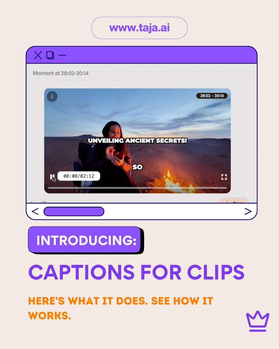 growwithtaja's tweet image. Introducing Captions for Clips! 🎉 

Anytime you repurpose your long form video into clips, we will automatically caption it for you to make the content more engaging!

Sign up for a free 7 day trial and see the magic for yourself 🪄 

#aiforbusiness #contentrepurposing